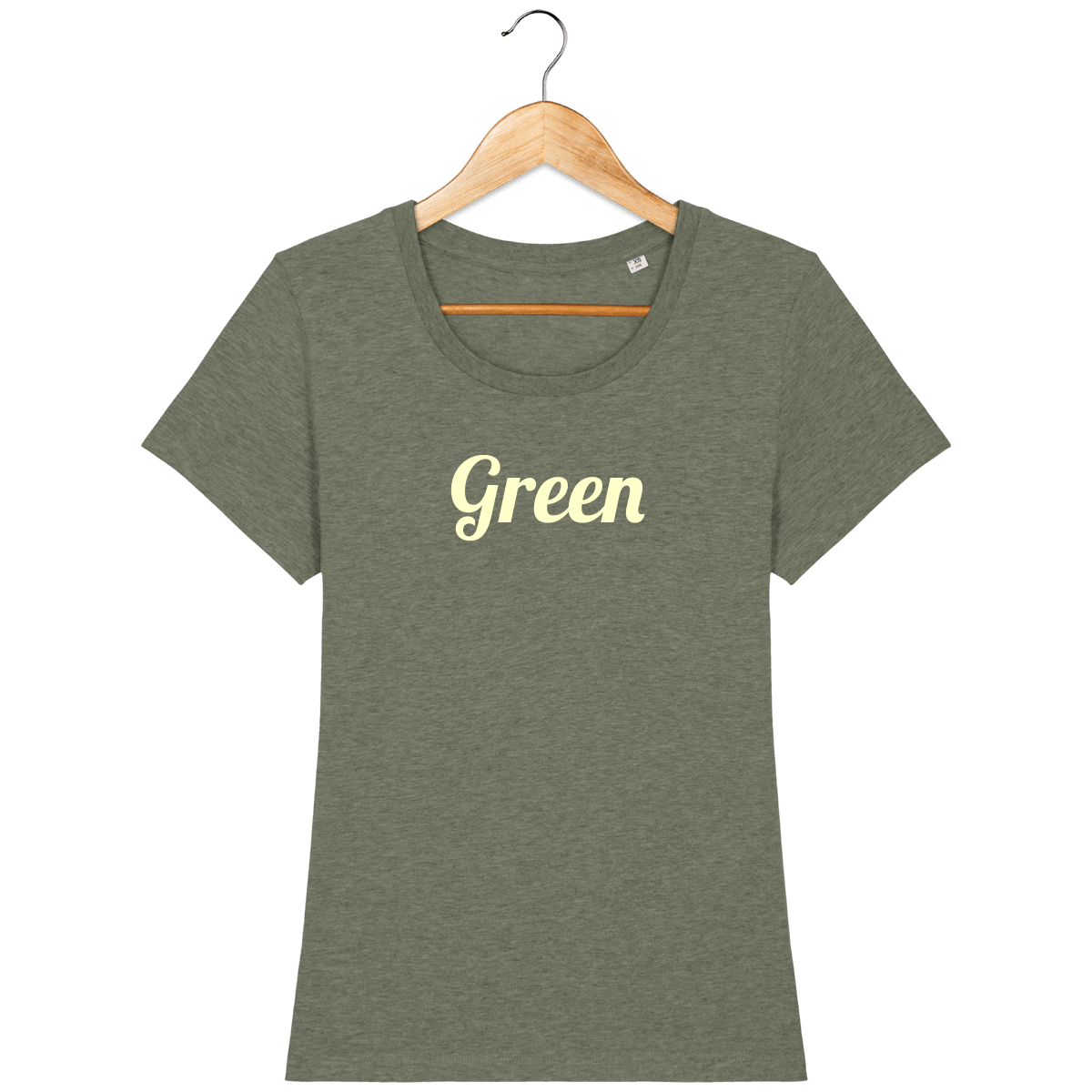 t-shirt-bio-brode-green-bottlegreen-beige_mid-heather-khaki_face